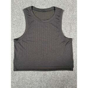 Lululemon Breeze By Muscle Cropped Tank Womens 4 Black Sleeveless Yoga Gym EUC